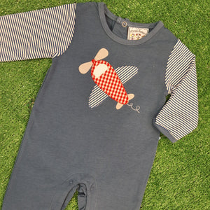 AIRPLANE APPLIQUE BOYS ROMPER