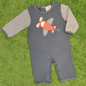 AIRPLANE APPLIQUE BOYS ROMPER