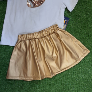 GOLD FAUX LEATHER PLEATED SKIRT