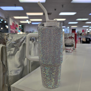 WHITE SEQUIN TUMBLER 30oz.