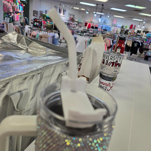 WHITE SEQUIN TUMBLER 30oz.