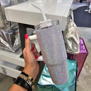 WHITE SEQUIN TUMBLER 30oz.