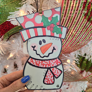 RED SNOWMAN ORNAMENT