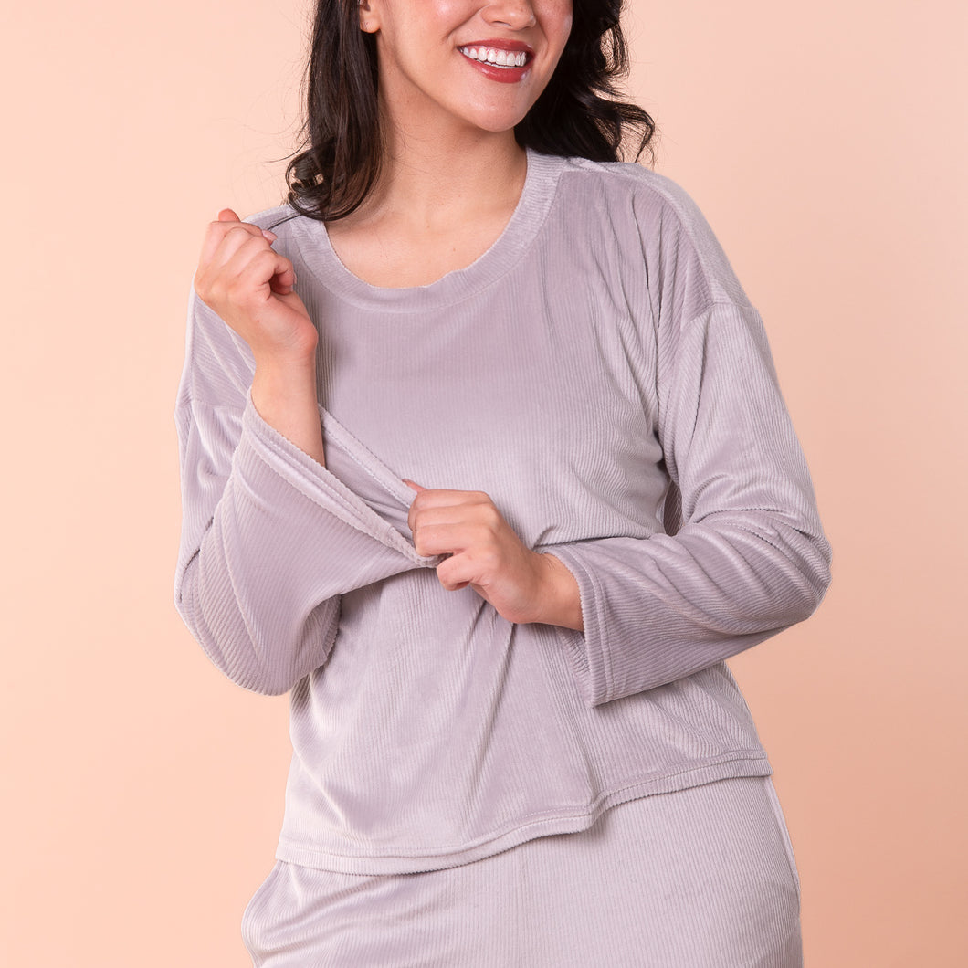 LAVENDER LONG-SLEEVE VELOUR PJ SET