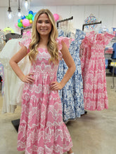 Load image into Gallery viewer, PINK OASIS FLUTTER SLEEVE DRESS
