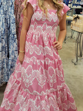 Load image into Gallery viewer, PINK OASIS FLUTTER SLEEVE DRESS
