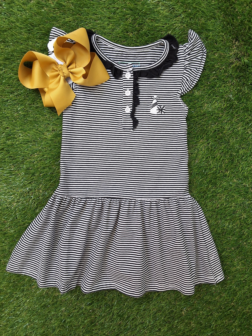 GAME DAY STRIPE DRESS - BLACK