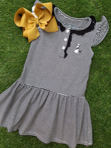 GAME DAY STRIPE DRESS - BLACK
