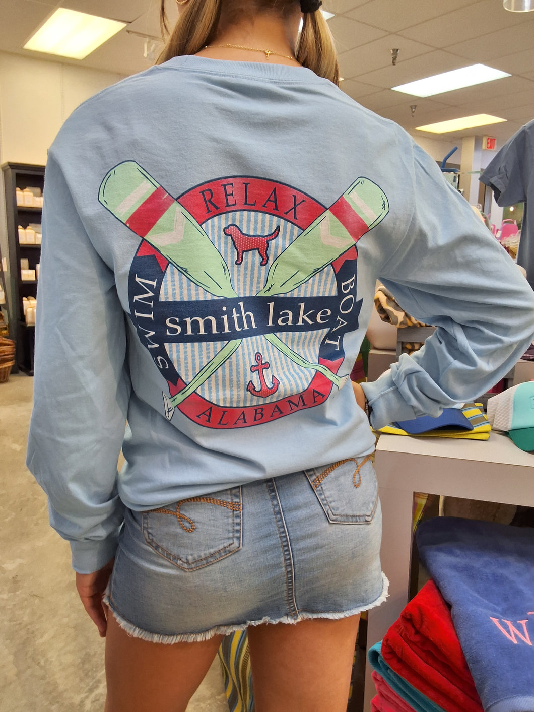 SWIM, RELAX, BOAT, SMITH LAKE L/S TEE