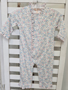 TINY SOFT FLORAL PRINTED ROMPER W/RUFFLES