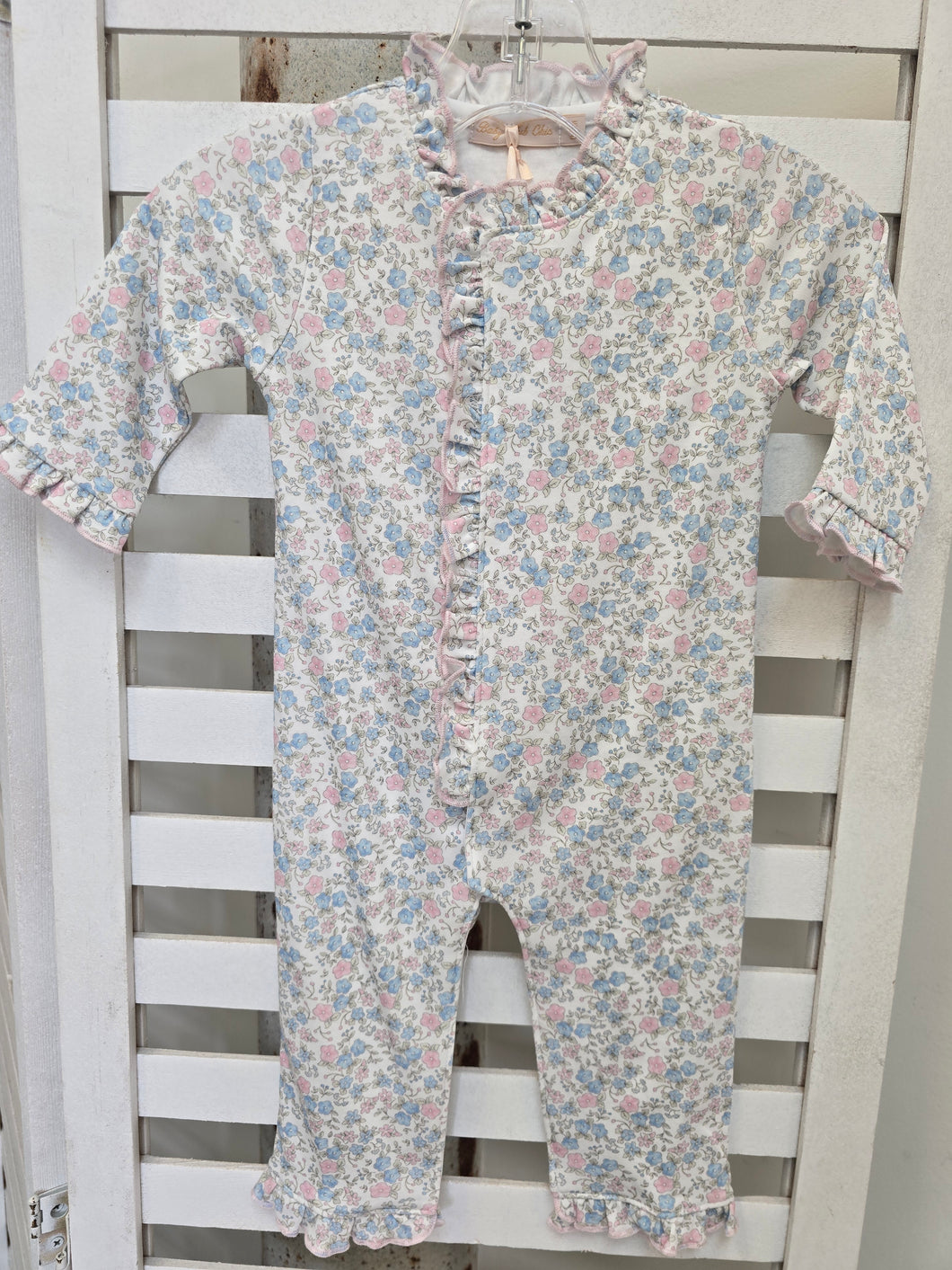 TINY SOFT FLORAL PRINTED ROMPER W/RUFFLES