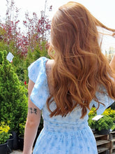 Load image into Gallery viewer, BLUE BOUQUET SMOCKED DRESS
