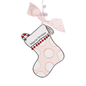 PINK STOCKING BABY FIRST ORNAMENT