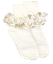 Load image into Gallery viewer, MISTY RUFFLE LACE TURN CUFF SOCKS - IVORY
