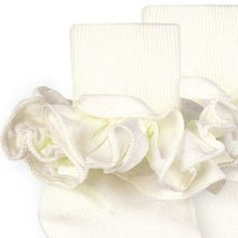 Load image into Gallery viewer, MISTY RUFFLE LACE TURN CUFF SOCKS - IVORY
