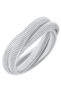 FLORENCE INTERLOCKOING 3 ROWBANGLE-SATIN SILVER