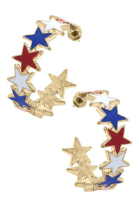 STAR SPANGLED ENAMEL HOOP EARRINGS