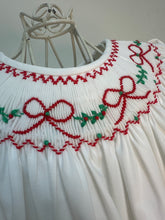 Load image into Gallery viewer, NOEL BOWS &amp; GARLAND SMOCKED  DRESS
