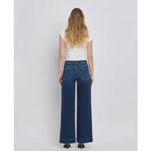 FLYING MONKEY HIGH RISE FRONT POCKET WIDE LEG JEANS