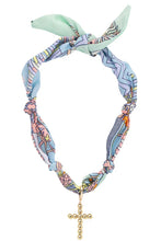 Load image into Gallery viewer, LOUISA BEADED CROSS SCARF NECKLACE - PASTEL MULT

