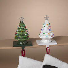 Load image into Gallery viewer, 8&quot; CERAMIC B/O LIGHTED CHRISTMAS TREE STOCKING HOLDER
