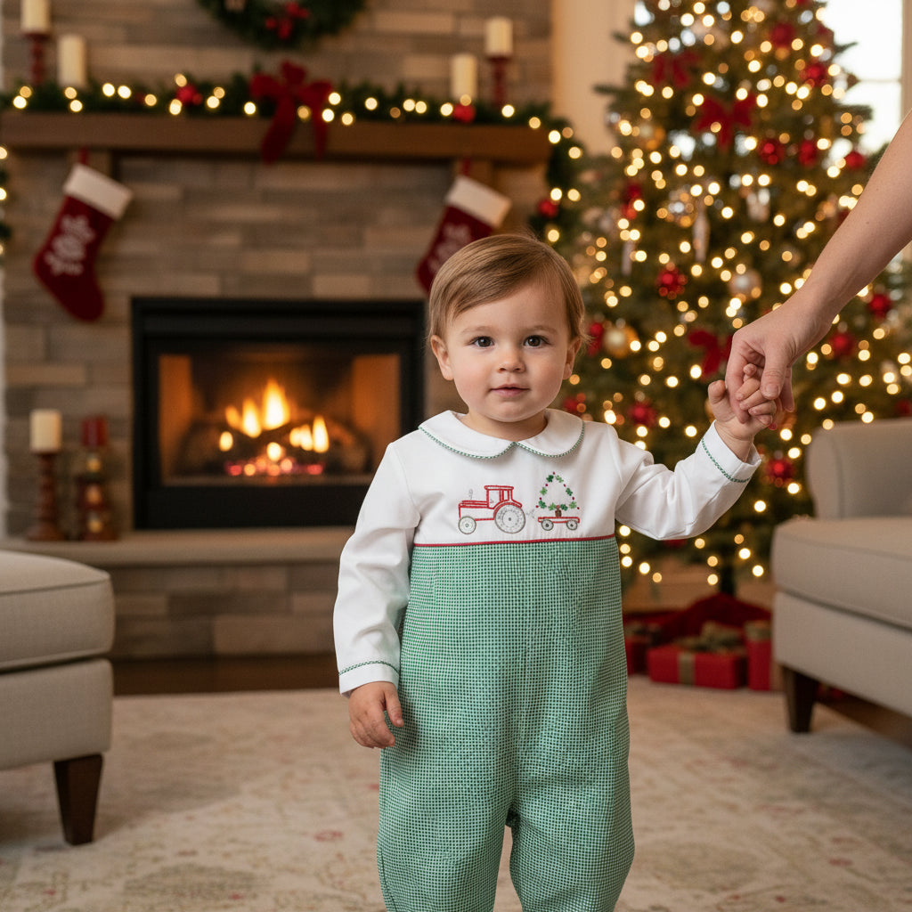 HOLIDAY TRACTOR EMBROIDERED LONGALL