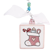 Load image into Gallery viewer, PINK BABY 1st CHRISTMAS BLOCK ORNAMENT
