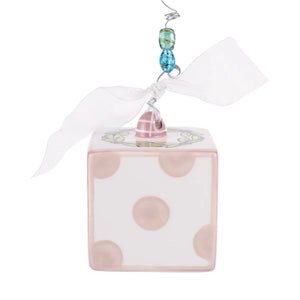 PINK BABY 1st CHRISTMAS BLOCK ORNAMENT