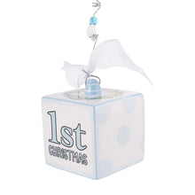 Load image into Gallery viewer, BLUE BABY 1st CHRISTMAS BLOCK ORNAMENT
