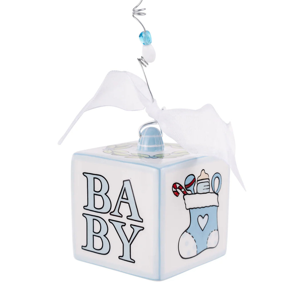 BLUE BABY 1st CHRISTMAS BLOCK ORNAMENT
