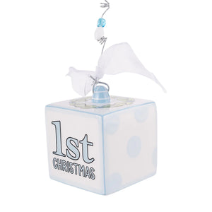 BLUE BABY 1st CHRISTMAS BLOCK ORNAMENT