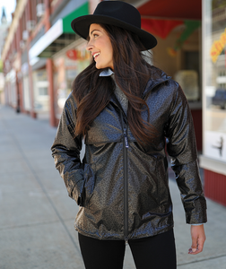 NEW ENGLAND RAIN JACKET - BLACK LEOPARD