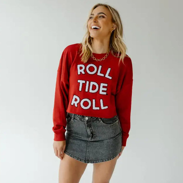 ROLL TIDE ROLL CROP SWEATSHIRT