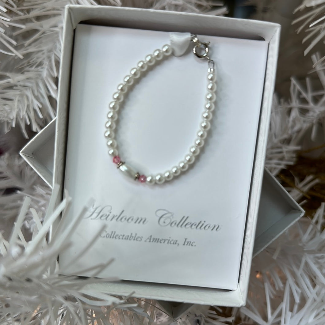 PEARL BRACELET/ PINK CRYSTAL