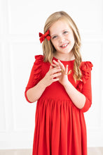 Load image into Gallery viewer, RED 3/4 RUFFLE TWIRL DRESS
