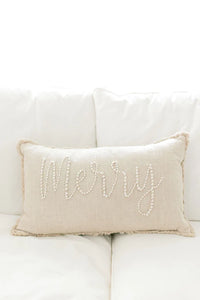 EMBROIDERED LUMBAR PILLOW - MERRY