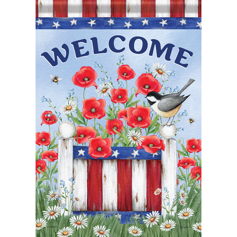 PATRIOTIC POPPIES GARDEN FLAG