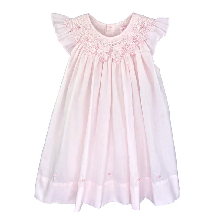 BRIELLE SMOCKED PINK DRESS