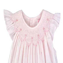 Load image into Gallery viewer, BRIELLE PINK BISHOP SMOCKED ROSEBUD DRESS
