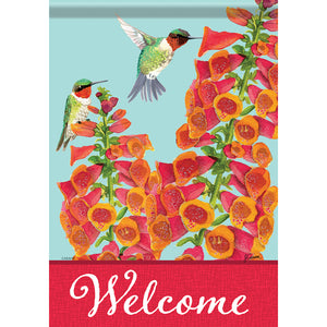 HUMMINGBURD IN FOXGLOVE GARDEN FLAG