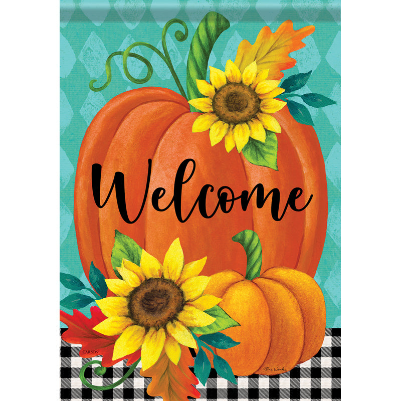 SUNFLOWER WHIMSICAL PUMPKINS GARDEN FLAG