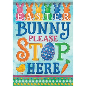 BUNNY STOP HERE GARDEN FLAG