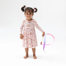 Load image into Gallery viewer, PRINCESS UNICORNS &amp; CASTLE TWIRLY DRESS WITH BIKE SHORTS
