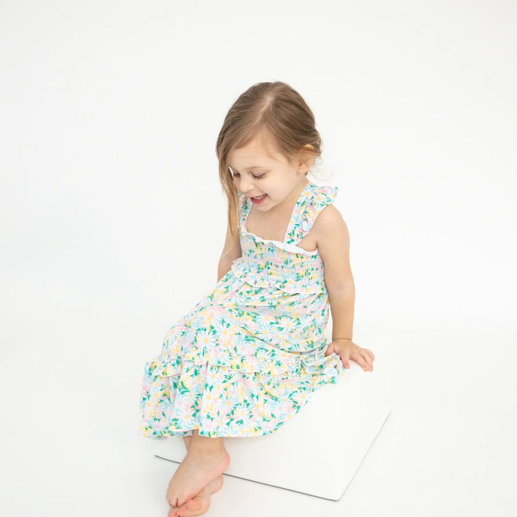 DAISIES SMOCKED RUFFLE TIERED SUNDRESS