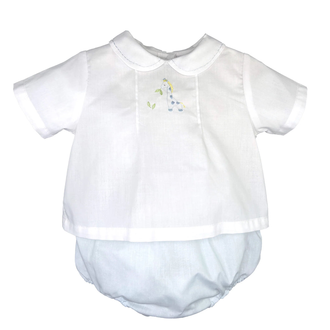 GIRAFFE EMBROIDERED DIAPER SET