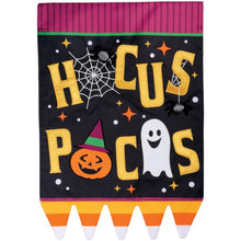 Load image into Gallery viewer, HOCUS POCUS DOUBLE APPLIQE GARDEN FLAG
