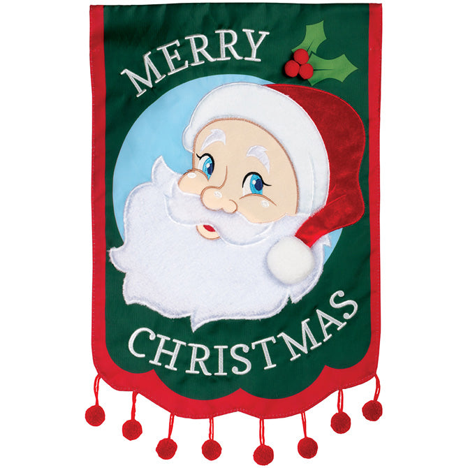 SANTA DOUBLE APPLIQE GARDEN FLAG