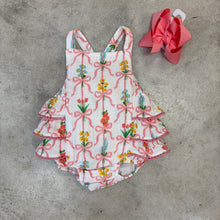 Load image into Gallery viewer, RIBBON BOUQUETS RUFFLE SUNSUIT
