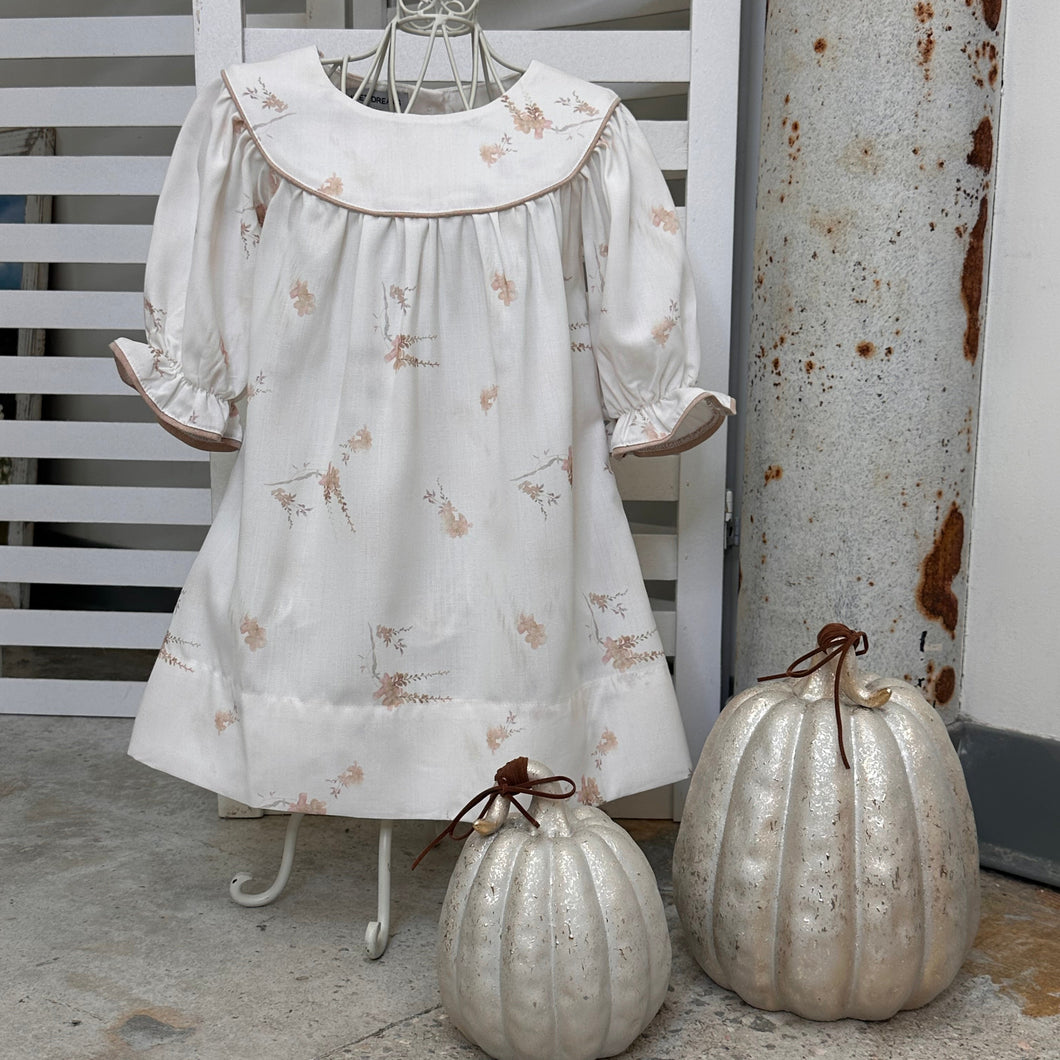 OLIVIA ORCHID FLORAL TAUPE PRINT DRESS