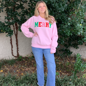 MERRY CHENILLE LETTER SWEATSHIRT